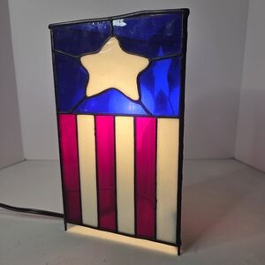 Artist-Made Stained Glass Decorative American Flag Light